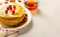 Pancakes with honey and almond Royalty Free Stock Photo