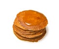 Pancakes with honey on a white isolated background Royalty Free Stock Photo