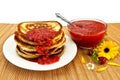 Pancakes with jam Royalty Free Stock Photo