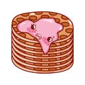 Pancakes with jam breakfast food cute kawaii isolated icon