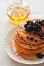 Pancakes with maple sirop and blueberries