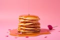 Pancakes maple syrup petals. Generate Ai Royalty Free Stock Photo