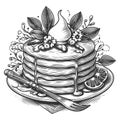 pancakes with maple syrup vector illustration