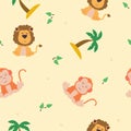 Childish Jungle Seamless Pattern Background