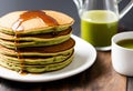 Pancakes Perfected: The Matcha Tea Edition Royalty Free Stock Photo