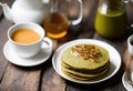 Pancakes Perfected: The Matcha Tea Edition Royalty Free Stock Photo