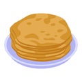 Pancakes plate icon, isometric style