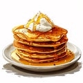 Pancakes on a plate with sour cream and honey Royalty Free Stock Photo