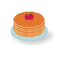 Pancakes Raspberry Isolated White Background Royalty Free Stock Photo