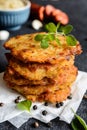 Pancakes with sour cabbage and sausage Royalty Free Stock Photo