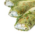 Pancakes with spinach and cheese filling Royalty Free Stock Photo