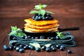 Fresh pancakes  with blueberry Royalty Free Stock Photo
