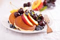 Pancakes with stone fruits Royalty Free Stock Photo