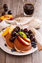 Pancakes with stone fruits Royalty Free Stock Photo