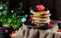 Pancakes with strawberries,blackberries and red currants Royalty Free Stock Photo