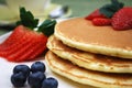 Pancakes with Strawberries and Blueberries Royalty Free Stock Photo