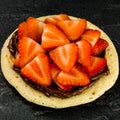 Pancakes With Strawberries and Chocolate Spread Royalty Free Stock Photo