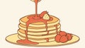 Pancakes with Strawberries Syrup, A Delicious Stack for Breakfast, vector design Generative AI Royalty Free Stock Photo