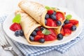 Pancakes with strawberry blueberry