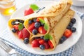 Pancakes with strawberry blueberry