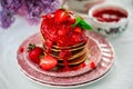 Pancakes with strawberry chia sauce