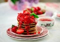 Pancakes with strawberry chia sauce