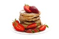 Pancakes with Strawberry isolated on a White Background