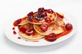 Pancakes with sweet cherry sauce