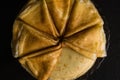 Pancakes. Thin pancakes. Russian bliny. maslenitsa, blini, breakfast, crepe, honey, pastry, stack, pancake, russian, background, c Royalty Free Stock Photo