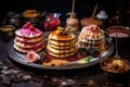 pancakes with various toppings and fillings