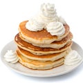 Pancakes with Whipped Cream Topping on a Stack Royalty Free Stock Photo