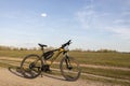 Pancevo, Serbia 13. april 2023 - Kross Mountain Bike with Shimano parts standing on a sunny day in the nature