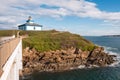 Pancha island lighthouse in Ribadeo coastline, Galicia, Spain Royalty Free Stock Photo