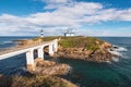 Pancha island lighthouse in Ribadeo coastline, Galicia, Spain Royalty Free Stock Photo