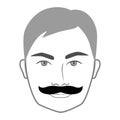 Pancho Villa mustache Beard style men face illustration Facial hair. Vector grey black portrait male Fashion template