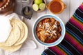 Mexican Beef Tripe Soup Flat Lay Royalty Free Stock Photo