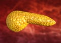 Pancreas, human body organ isolated on scientific background