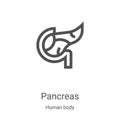 pancreas icon vector from human body collection. Thin line pancreas outline icon vector illustration. Linear symbol for use on web