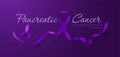 Pancreatic Cancer Awareness Calligraphy Poster Design. Realistic Purple Ribbon. November is Cancer Awareness Month