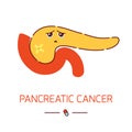 Pancreatic cancer medical poster in cartoon style