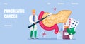 Pancreatitis concept vector for medical website, app. Pancreas doctors examine. Oncologist surgeon performs an operation Royalty Free Stock Photo