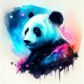 Panda on abstract colorful background. Digital art painting. Illustration AI Generated Royalty Free Stock Photo