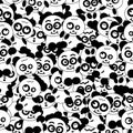 Panda animal cartoon character collection, black and white seamless pattern background vector illustration Royalty Free Stock Photo