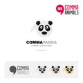 Panda animal concept icon set and modern brand identity logo template and app symbol based on comma sign