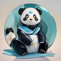 The panda sketch design showcases a cute and playful panda bear sitting in a natural setting