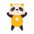 Panda Animal Superhero with Eye Patch Dressed in Costume Vector Illustration