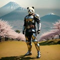 Panda in armor. Generative AI