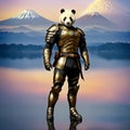 Panda in armor. Generative AI