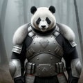 Panda in armor. Generative AI