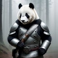 Panda in armor. Generative AI